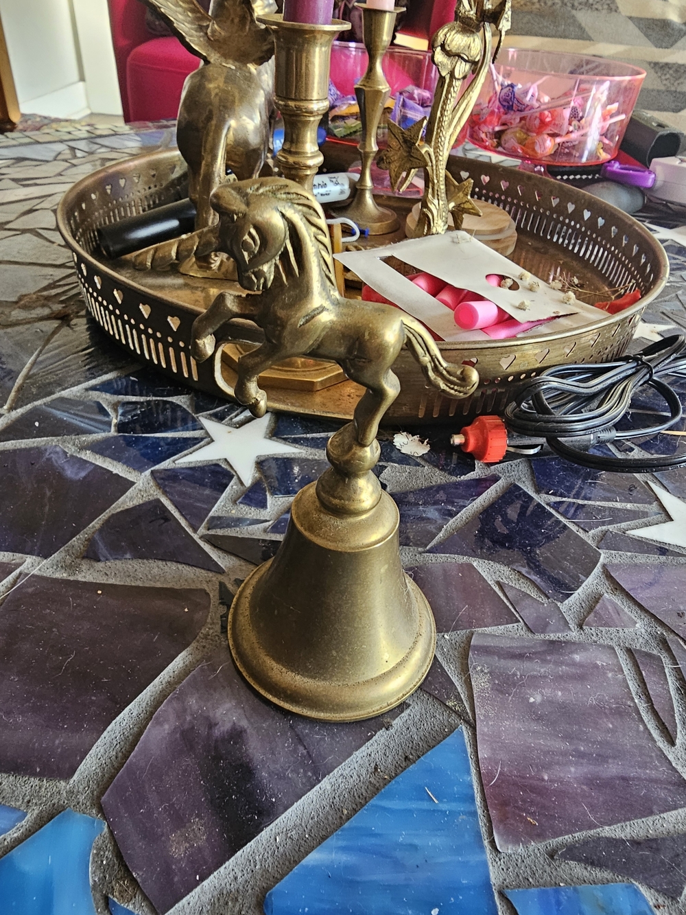 Brass Unicorn Hand Bell - Vintage Style